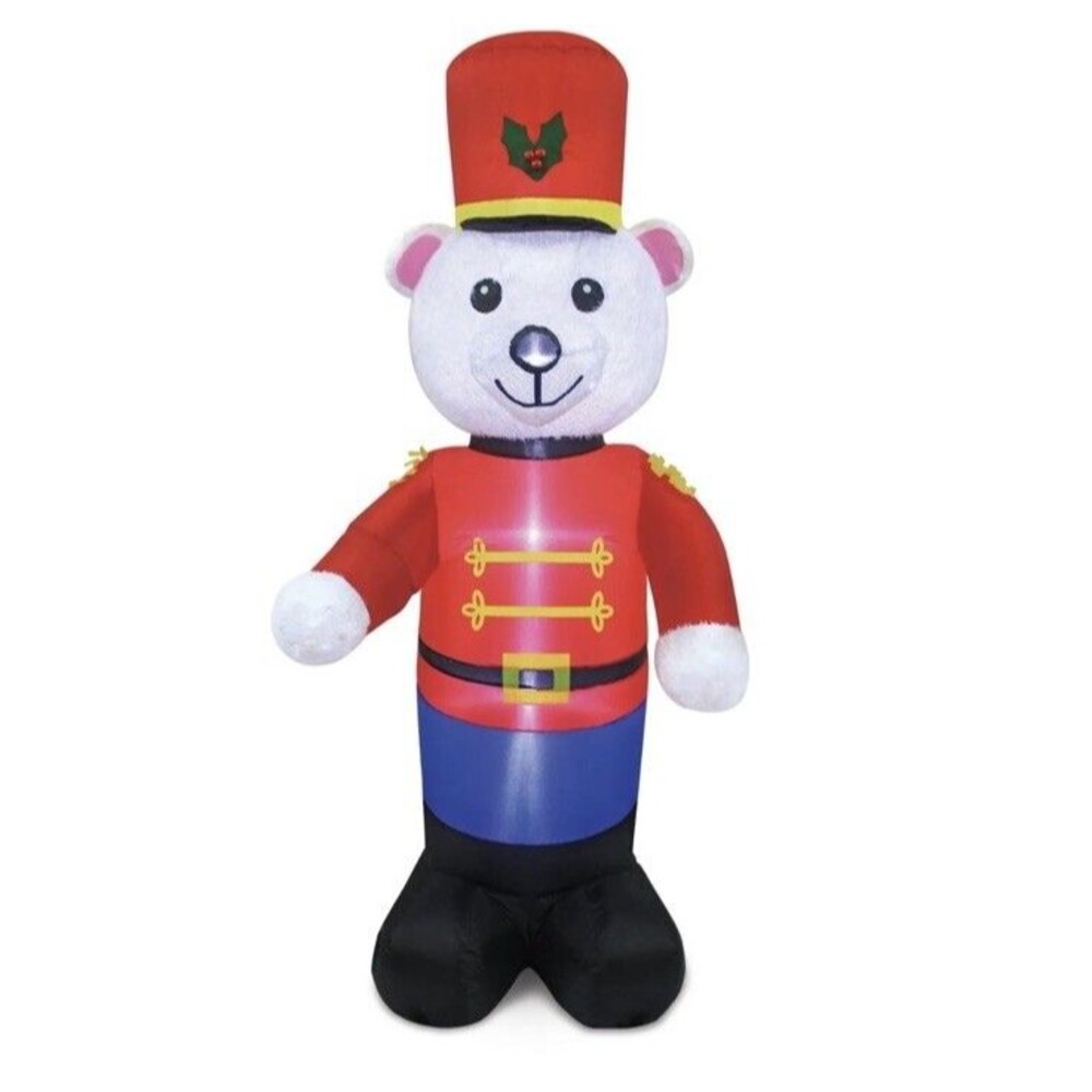 Inflatable Plush Polar Bear Toy Soldier Multicolor 6 ft H